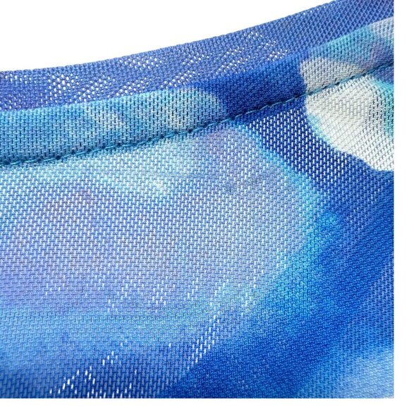 LOGO Lori Goldstein Stretch Mesh Cardigan XL Blue Watercolor Sheer Beach Top - Picture 12 of 14